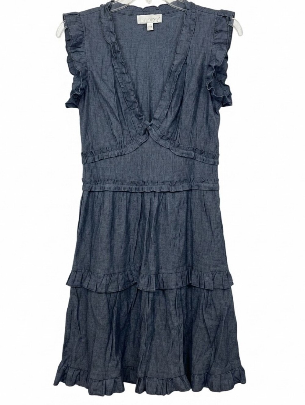 Pinch Smocked Waist Tiered Ruffled Mini Dress Small